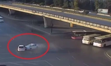 Bakıda qırmızı işıqda keçən sürücü qəza törədib - ANBAAN VİDEO