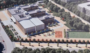 Füzulidə inşa edilən məktəbdə son tamamlama işləri görülür - FOTO