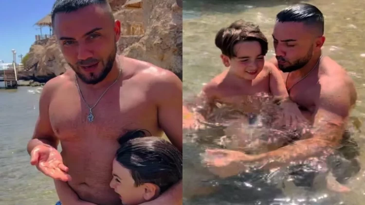 Oğlu ilə istirahəti 