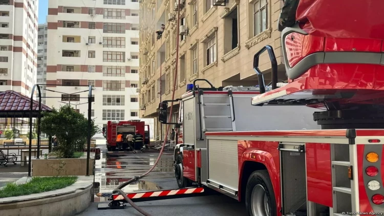 Yasamalda hündürmərtəbəli binadakı yanğın söndürülüb - VİDEO - FOTO