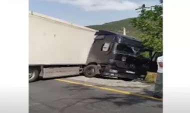 Əcnəbi sürücü Azərbaycan yollarında TIR-ı idarə edə bilmədi... - VİDEO