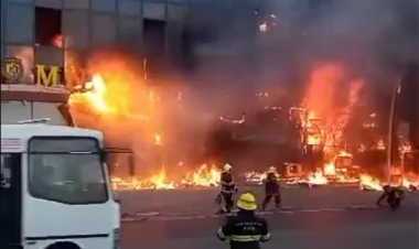 Mehdiabadda ticarət mərkəzi yandı - VİDEO