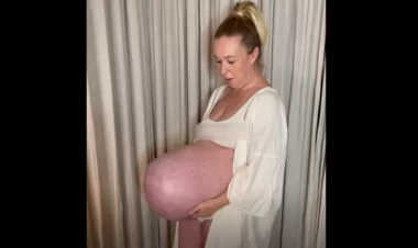 Üçəmlərə hamilə olan qadının qarnı görənləri təəccübləndirir - VİDEO