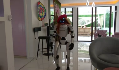 Çindən gələn robot gözəllik salonunda işə başladı - VİDEO