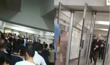 “Əhmədli” metrosunda sərnişinlər polislə DALAŞDI: Saxlanılanlar var - VİDEO