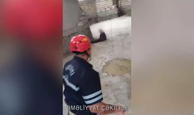 Mingəçevirdə zirzəmiyə düşən qadın xilas edilib - VİDEO
