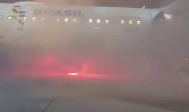 Braziliyada içində 180 sərnişin olan təyyarə alovlandı - VİDEO