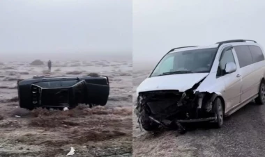 Buzlu yol zəncirvari qəzaya səbəb oldu - VİDEO