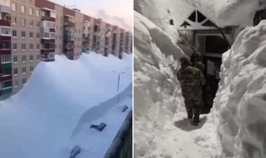 Buz dövrünü xatırladan görüntülər: qar 4-cü mərtəbəyə çatdı - FOTO